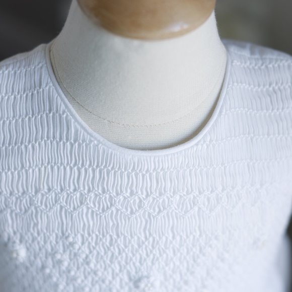 Strasburg Dress White Cotton Smocked Pearls Sleeveless Size 6/9 Months PERFECT - Picture 7 of 7